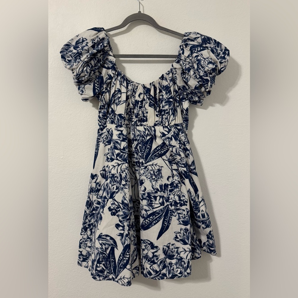 Abercrombie & Fitch Emerson Poplin Puff Sleeve Mini Dress Floral NWT Size Med P